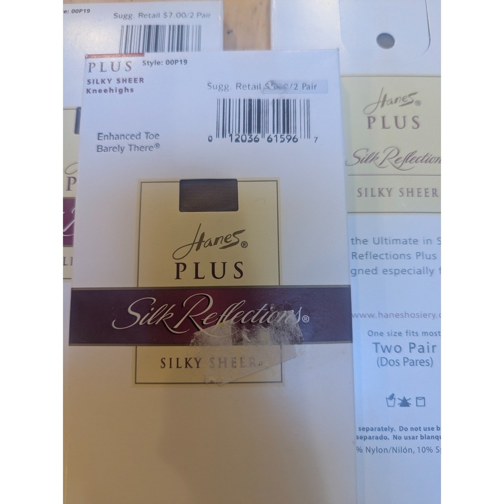 Hanes Silk Reflections 3 packs Plus Knee Highs 2 Pair Barely There NEW SEALED